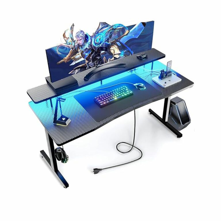 میز گیمیگ Chulovs ارگونومیک -Chulovs 140cm Gaming Desk with RGB LED Lights &amp -خرید از امازون-روزمارکت - roozmarket